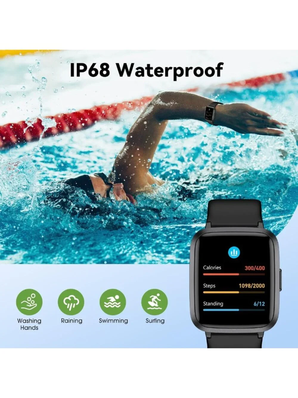 Heart Rate Fitness Tracker Watch - Activity & Pedometer Monitor for Workouts